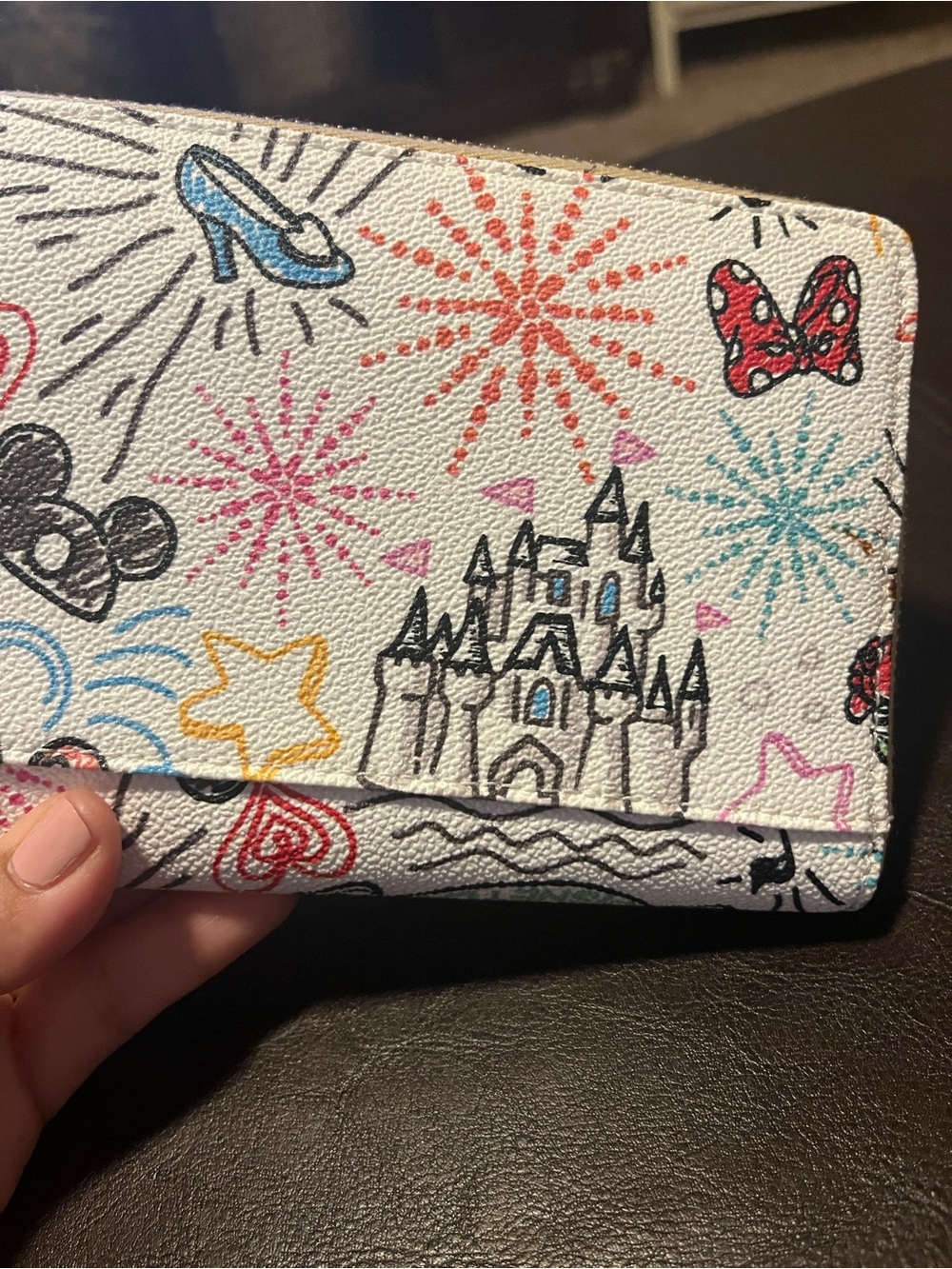 Dooney & Bourke White Disney Sketch Zip Wristlet with Multicolor Characters - Picture 4 of 15